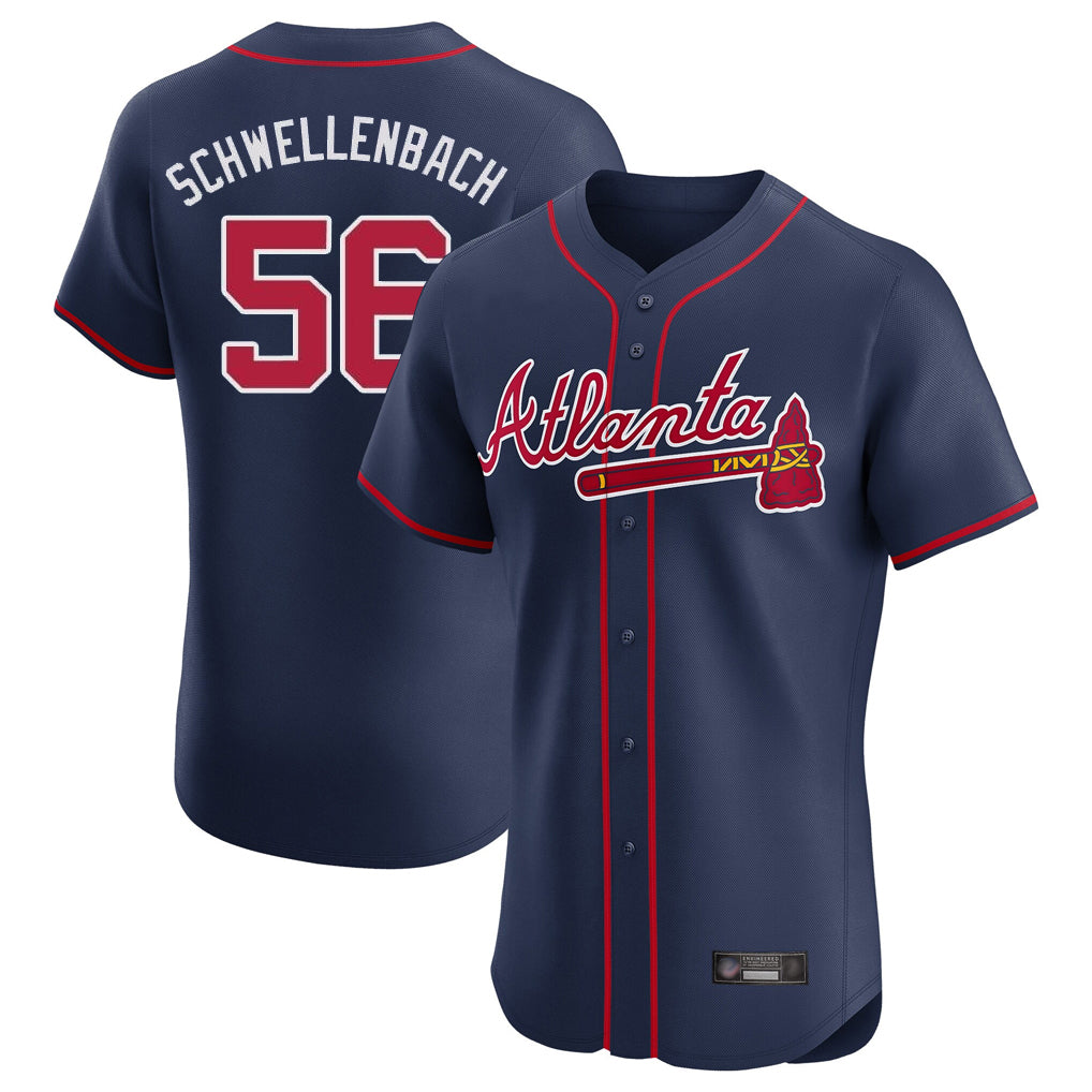 Atlanta Braves #56 Spencer Schwellenbach Player Navy Tomch Limited Elite Home Game Stitched Jerseys