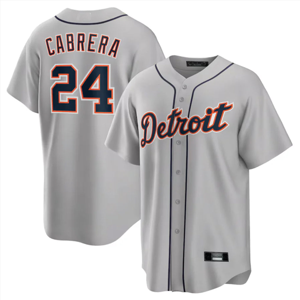 Detroit Tigers #24 Miguel Cabrera Player Gray Tomch Home Game Stitched Jerseys