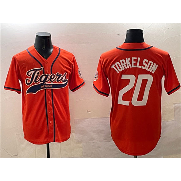 Detroit Tigers #20 Spencer Torkelson Orange Tomch With Patch Cool Base Stitched Jersey 2