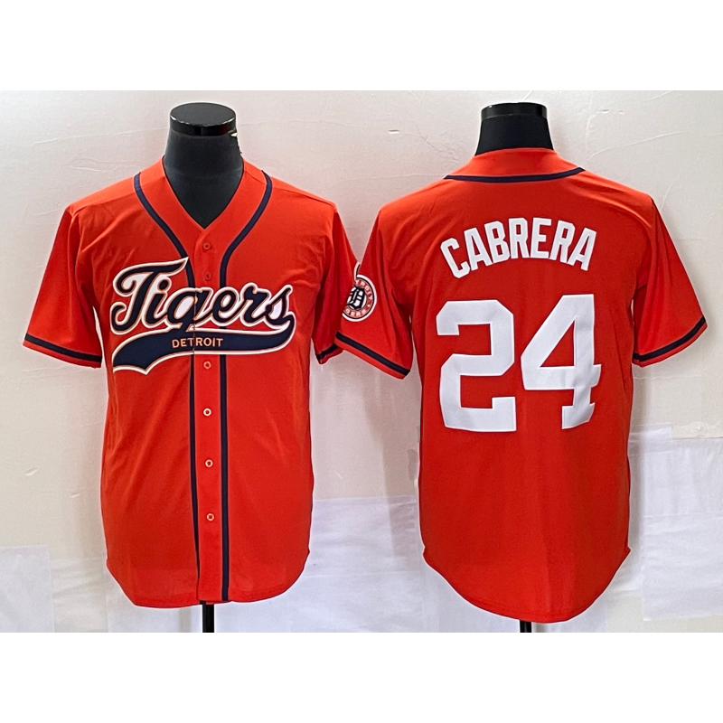 Detroit Tigers #24 Miguel Cabrera Orange Thaam Cool Base Stitched Jersey