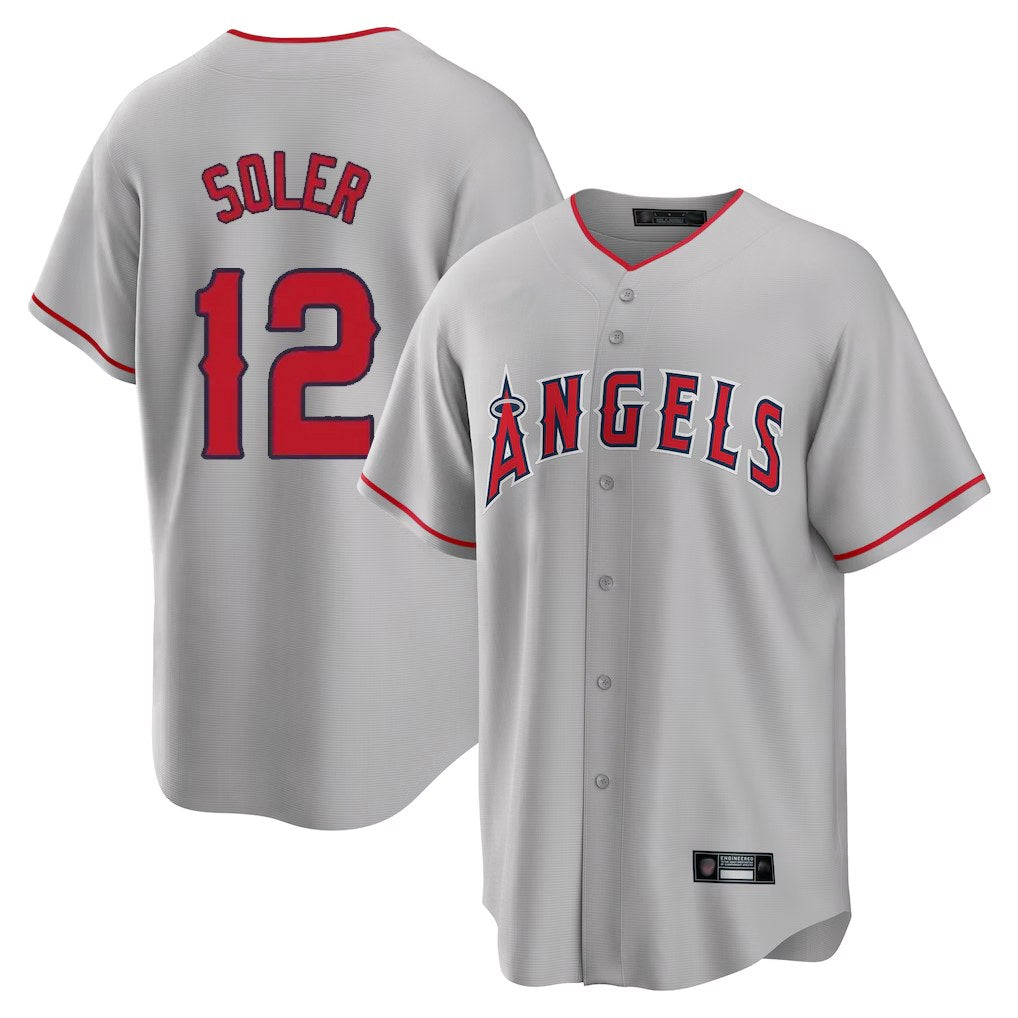 Los Angeles Angels #12 Jorge Soler Player Gray Tomch Home Game Stitched Jerseys