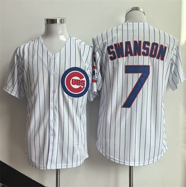 Chicago Cubs #7 Dansby Swanson White Tomch Home Limited Stitched Jersey