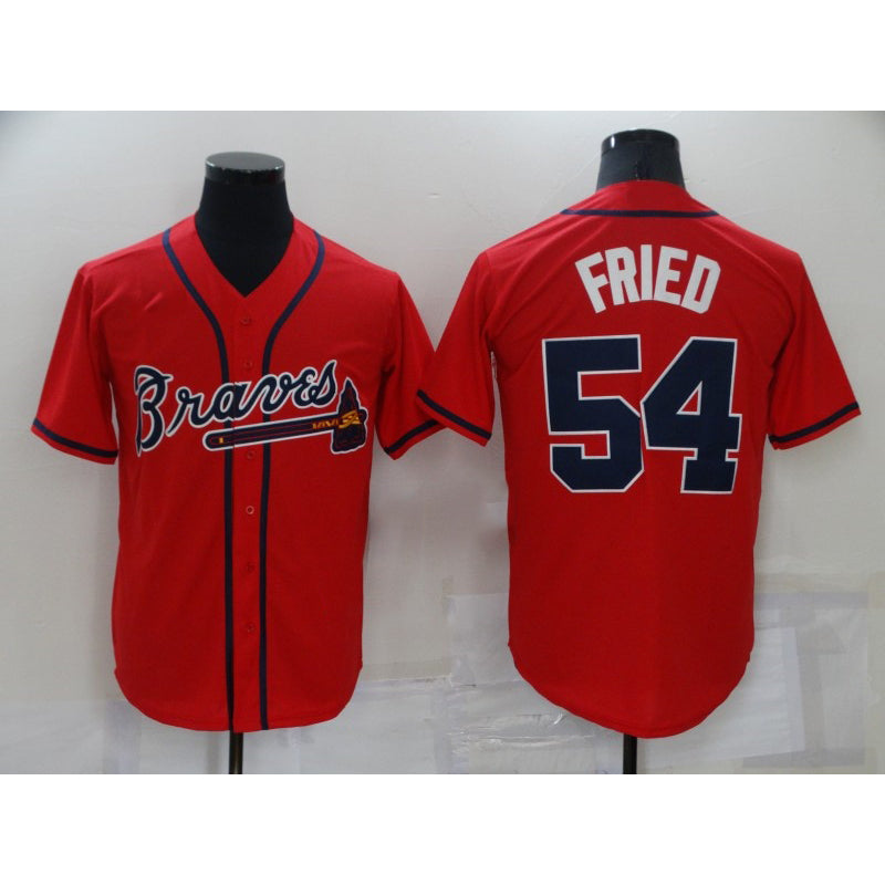 Atlanta Braves #54 Max Fried Red Tomch Stitched Cool Base Jersey