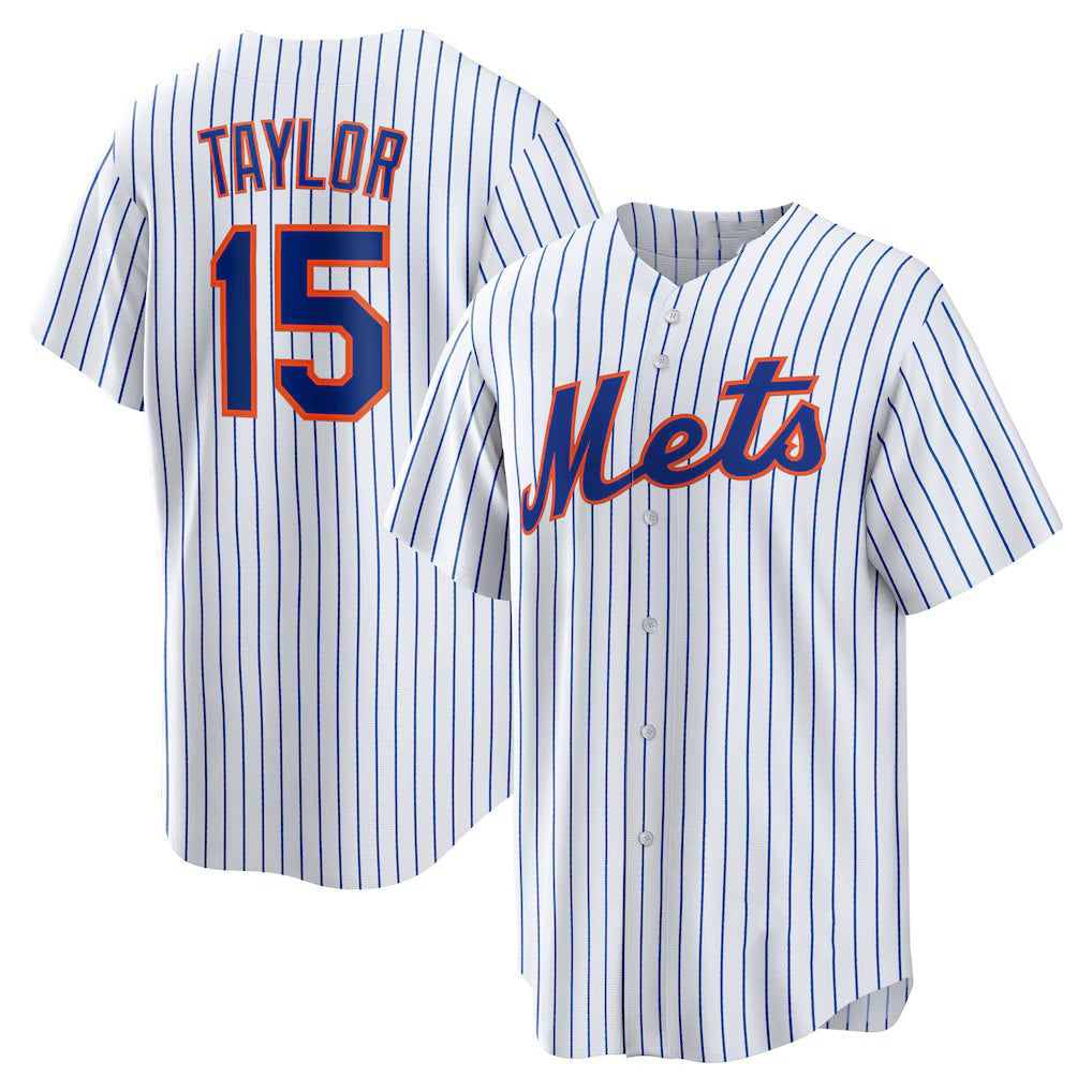 New York Mets #15 Tyrone Taylor White Tomch Home Replica Jersey