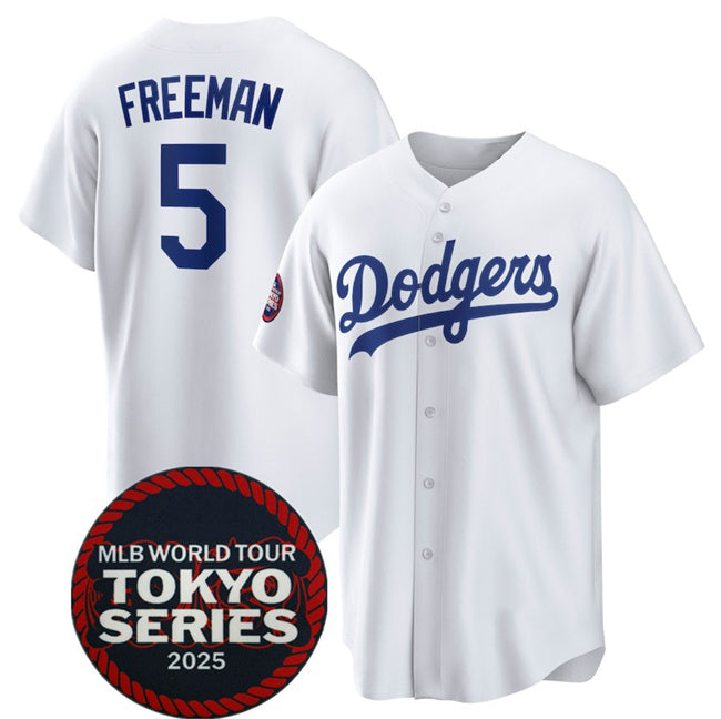 Los Angeles Dodgers #5 Freddie Freeman White Thaam 2025 World Tour Tokyo Series Home Stitched Jersey