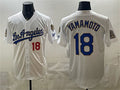 Los Angeles Dodgers #18 Yoshinobu Yamamoto White Thaam 2026 Gold Collection 9x & B2B Champs Patch Stitched Jersey