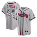 Atlanta Braves #44 Hank Aaron Player Gray Tomch USA 250 Fourth Of July Limited Home Game Stitched Jerseys