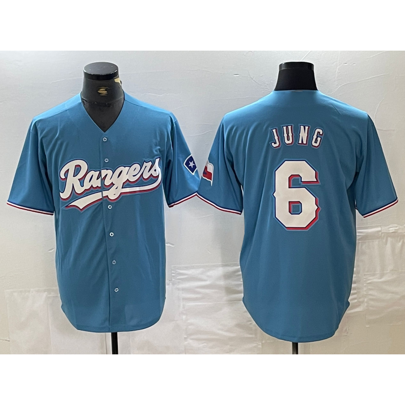 Texas Rangers #6 Josh Jung Light Blue Tomch Team Logo Cool Base Jersey