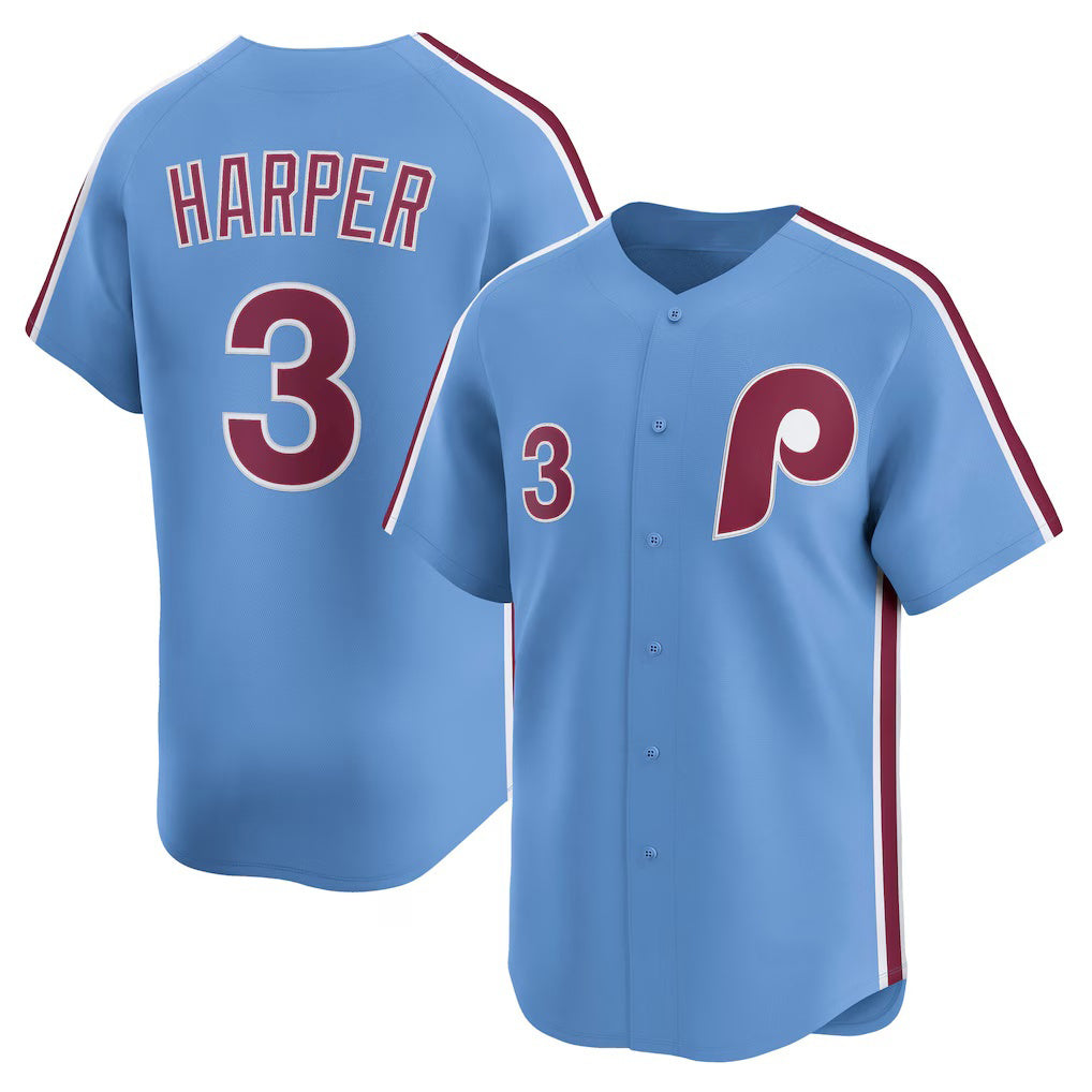 Philadelphia Phillies #3 Bryce Harper Light Blue Tomch Alternate Limited Player Jersey