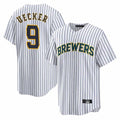 Milwaukee Brewers #9 Bob Uecker Player White Tomch Stripes Home Game Stitched Jerseys