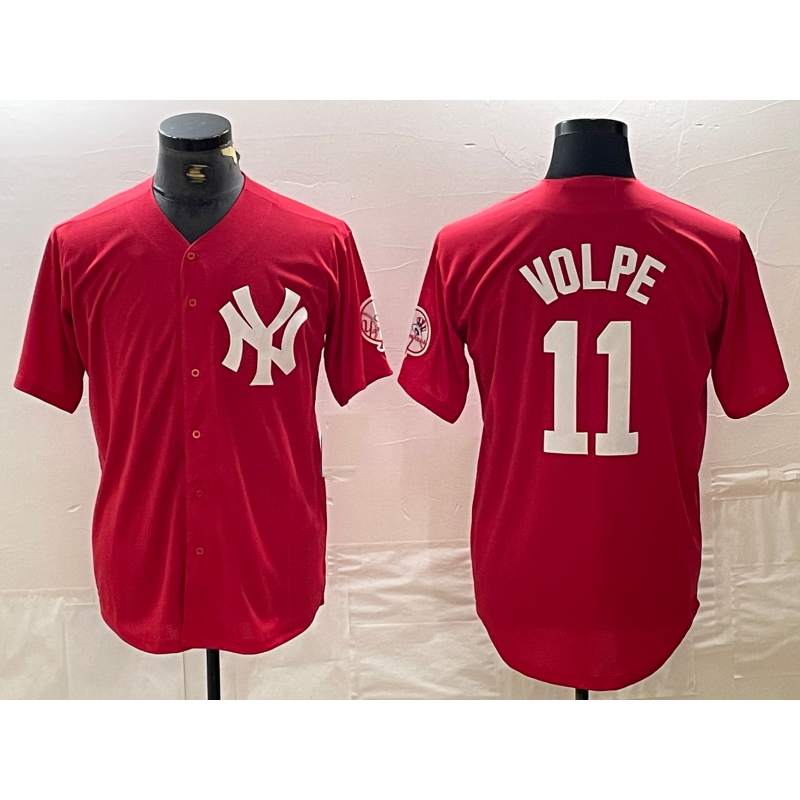 New York Yankees #11 Anthony Volpe Red Tomch Fashion Cool Base Jersey