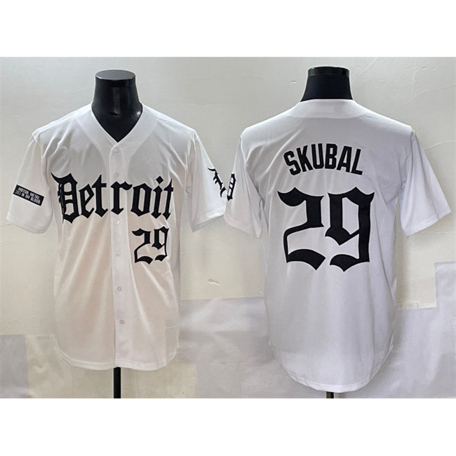 Detroit Tigers #29 Tarik Skubal White Thaam 'Motor Gothic Edition' Vapor Premier Limited Stitched Jersey