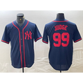 New York Yankees #99 Aaron Judge Navy Red Tomch Fashion Cool Base Jersey