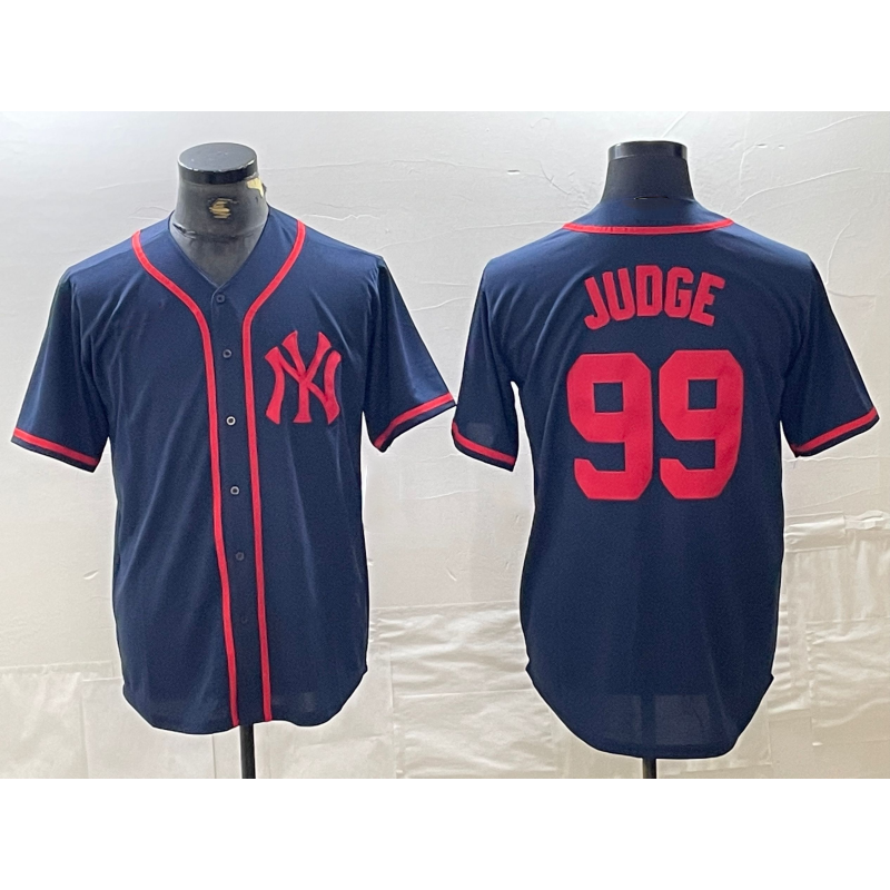 New York Yankees #99 Aaron Judge Navy Red Tomch Fashion Cool Base Jersey