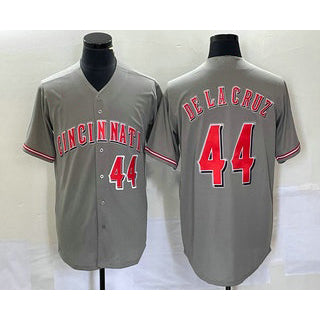 Cincinnati Reds #44 Elly De La Cruz Number Grey Thaam Cool Base Stitched Jersey