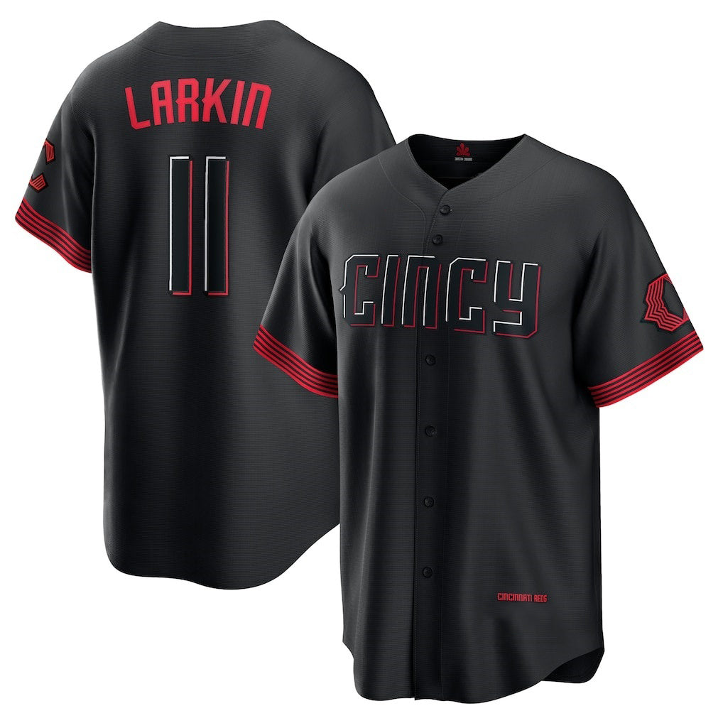 Cincinnati Reds #11 Barry Larkin Black Tomch City Connect Replica Player Jersey