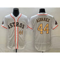 Houston Astros #44 Yordan Alvarez Number 2023 White Gold Thaam World Serise Champions Patch Flex Base Stitched Jersey 2