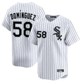 Chicago White Sox #58 Seranthony Dominguez Player White Tomch Stripe Limited Home Stitched Jerseys