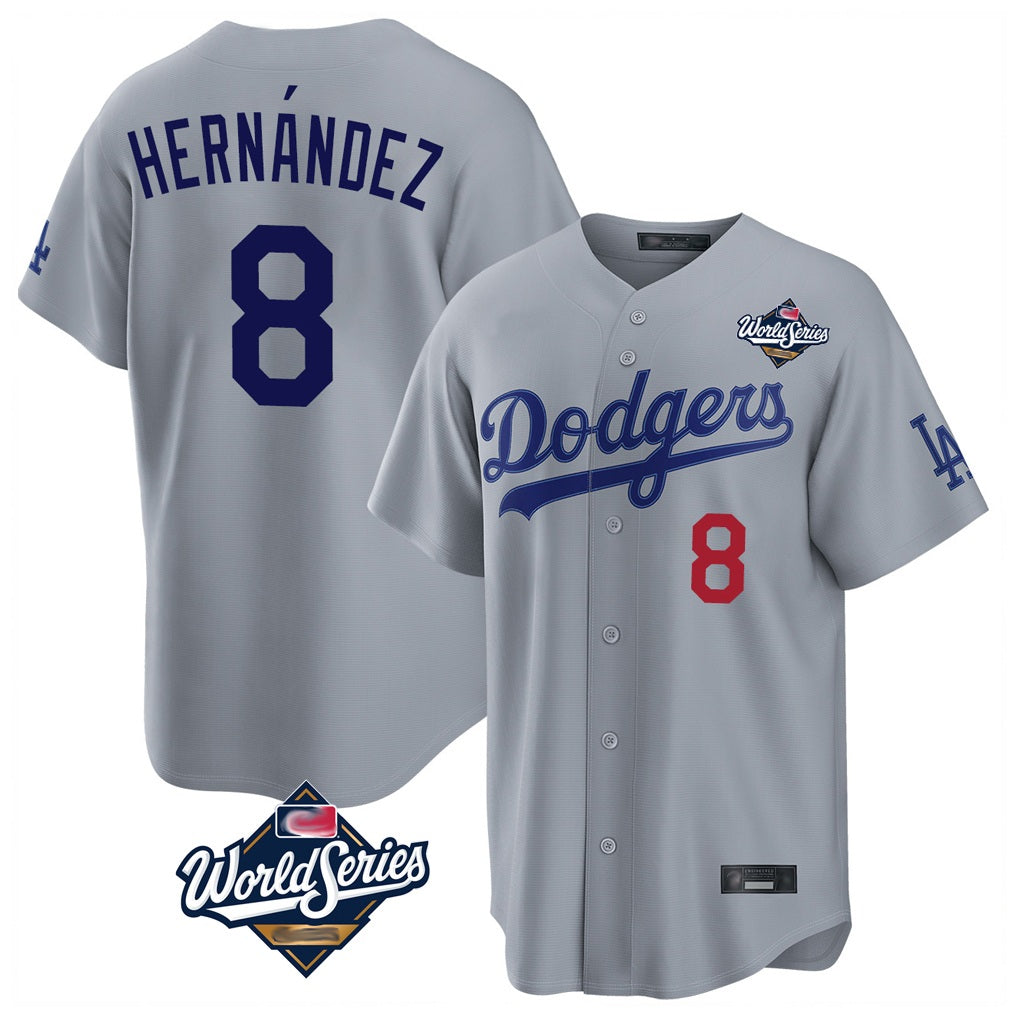 Los Angeles Dodgers #8 Enrique Hern¨¢ndez Player Gray Tomch World Series Game Home Stitched Jerseys