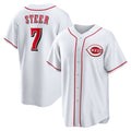 Cincinnati Reds #7 Spencer Steer White Thaam Home Replica Jersey