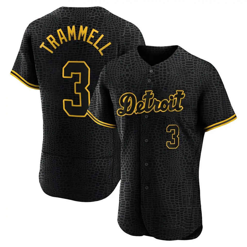 Detroit Tigers #3 Alan Trammell Player Black Tomch Snake Skin City Limited Elite Home Stitched Jerseys