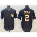 New York Yankees #2 Derek Jeter Black White Tomch Cool Base Stitched Jersey