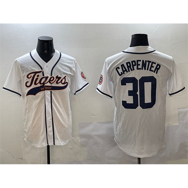 Detroit Tigers #30 Kerry Carpenter White Thaam With Patch Cool Base Stitched Jersey