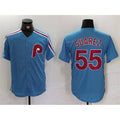Philadelphia Phillies #55 Ranger Su¨¢rez Blue Tomch Cool Base Stitched Jersey