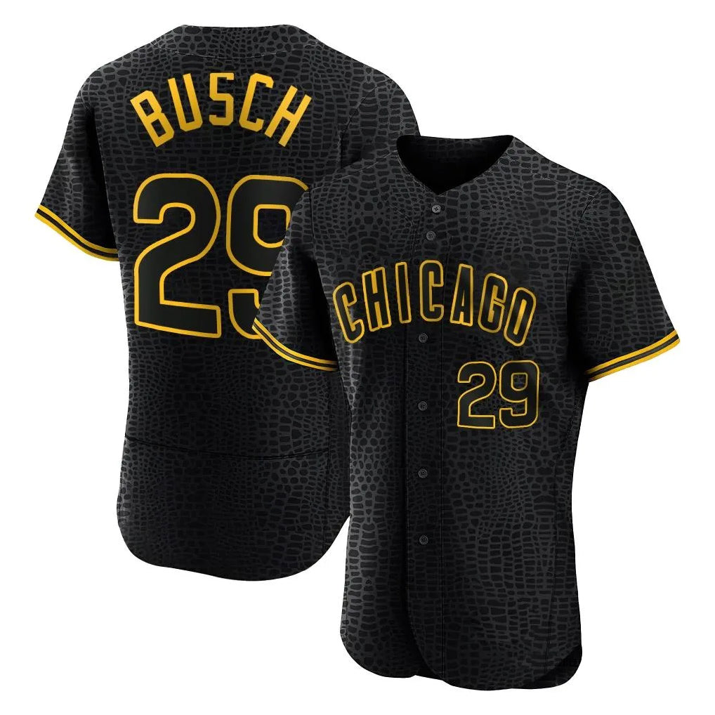 Chicago Cubs #29 Michael Busch Player Black Tomch Snake Skin City Limited Elite Home Game Stitched Jerseys