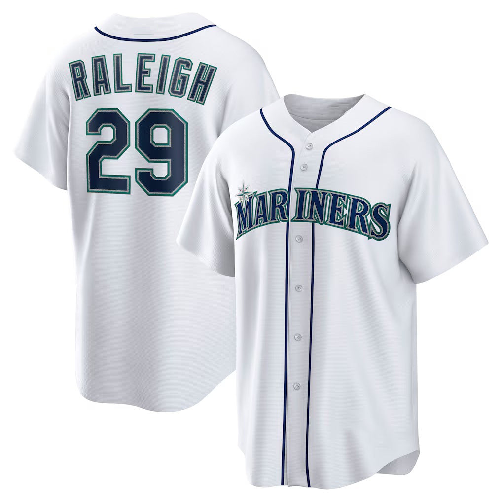 Seattle Mariners #29 Cal Raleigh White Tomch Home Replica Player Jersey