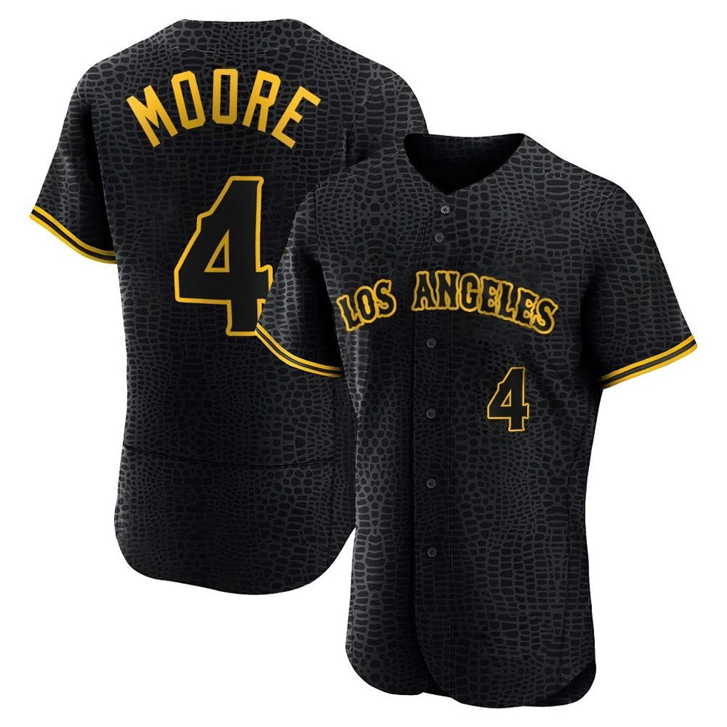 Los Angeles Angels #4 Christian Moore Player Black Tomch Snake Skin City Limited Elite Home Stitched Jerseys