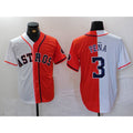 Houston Astros #3 Jeremy Pena White Orange Thaam Split Stitched Jersey