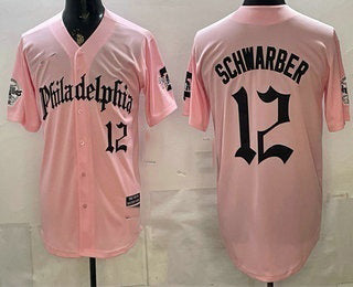Philadelphia Phillies #12 Kyle Schwarber Pink Tomch Gothic Vapor Limited Stitched Jersey