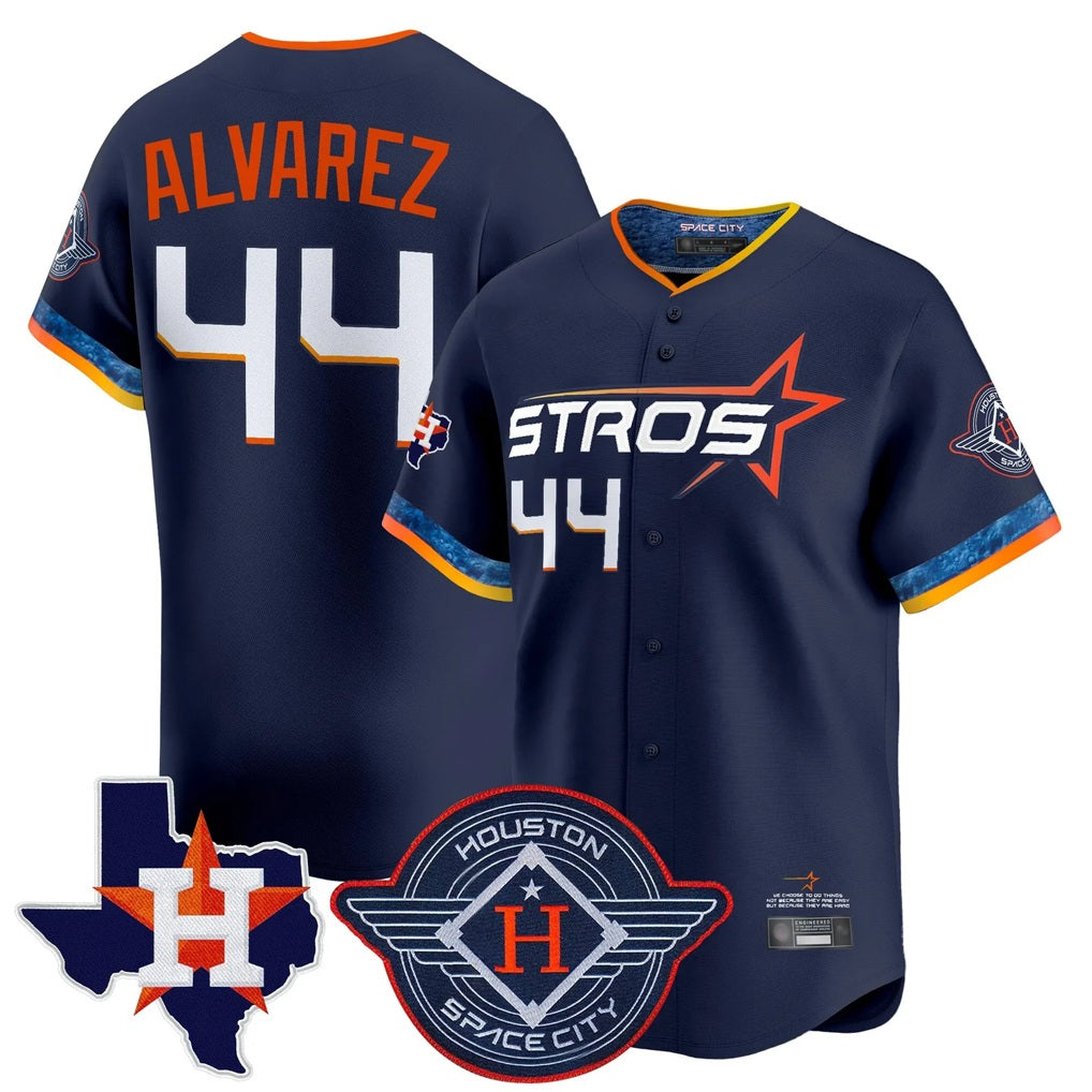 Houston Astros #44 Yordan Alvarez Player Navy Tomch City Connect Texas Patch Vapor Premier Limited Home Stitched Jerseys