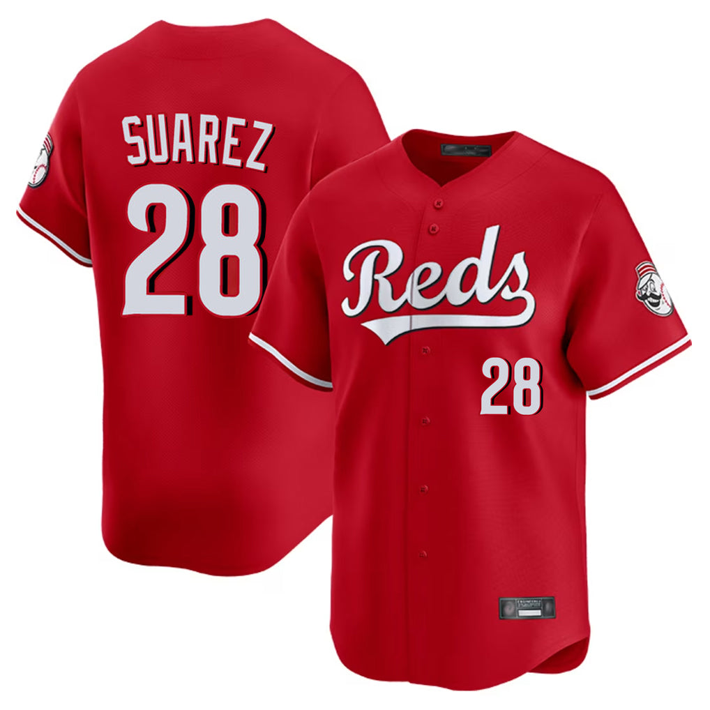 Cincinnati Reds #28 Eugenio Su¨¢rez Player Red Tomch Home Limited Stitched Jerseys