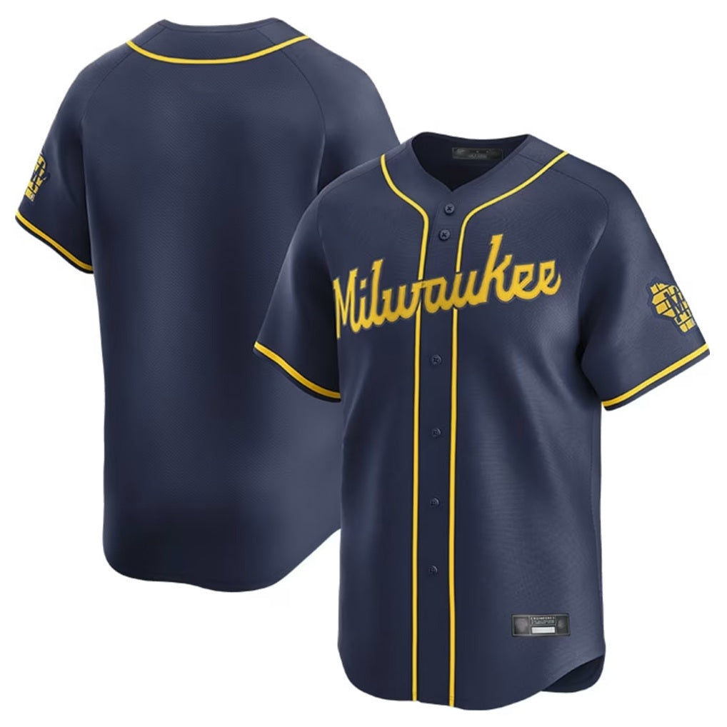 Milwaukee Brewers Blank Player Navy Tomch Home Limited Stitched Jerseys