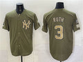 New York Yankees #3 Babe Ruth Olive Tomch 2026 Armed Forces Day Stitched Jersey