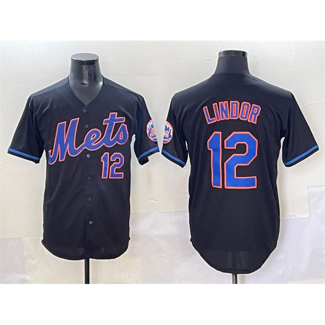 New York Mets #12 Francisco Lindor Black Tomch Alternate Limited Stitched Jersey