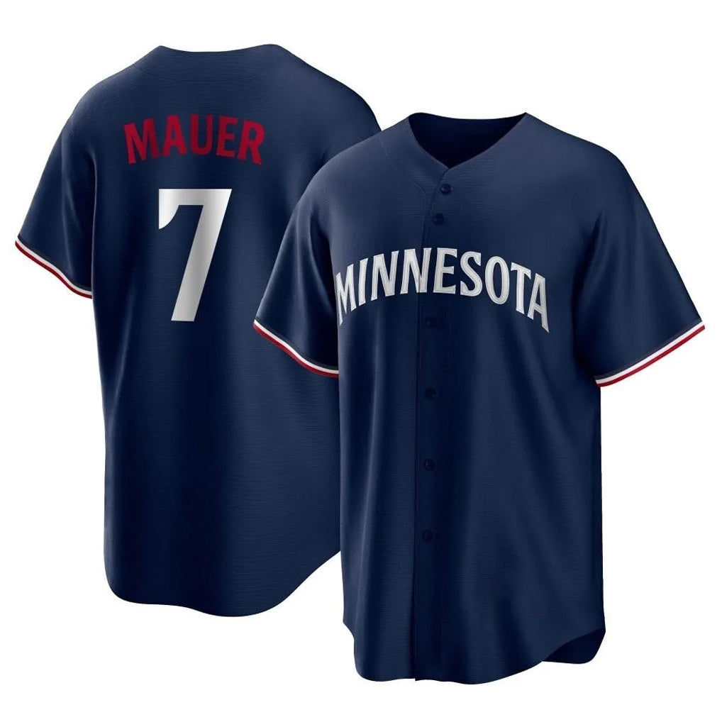 Minnesota Twins #7 Joe Mauer Player Navy TomchReplica Alternate Home Stitched Jerseys