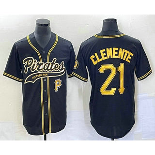 Pittsburgh Pirates #21 Roberto Clemente Number Black Tomch Cool Base Stitched Jersey 1