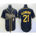 Pittsburgh Pirates #21 Roberto Clemente Number Black Tomch Cool Base Stitched Jersey 1