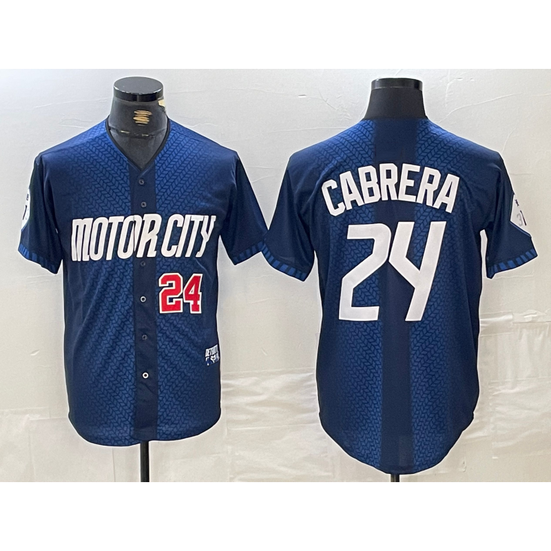 Detroit Tigers #24 Miguel Cabrera Number Navy Thaam 2024 City Connect Cool Base Limited Stitched Jersey