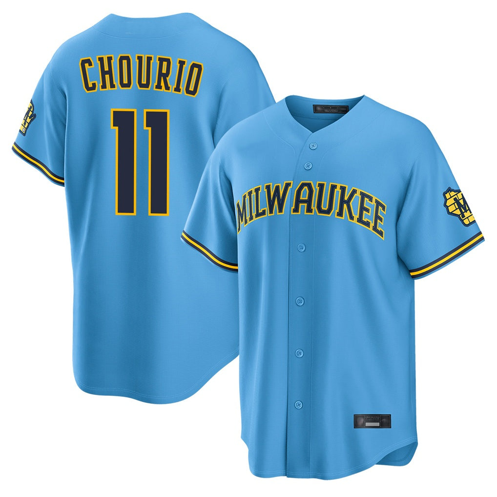 Milwaukee Brewers #11 Jackson Chourio Player Light Blue Tomch Road Stadium Game Stitched Jerseys