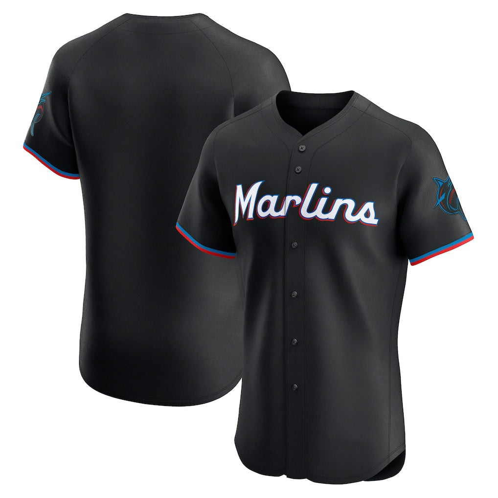 Miami Marlins Black Tomch Alternate Vapor Premier Elite Patch Jersey