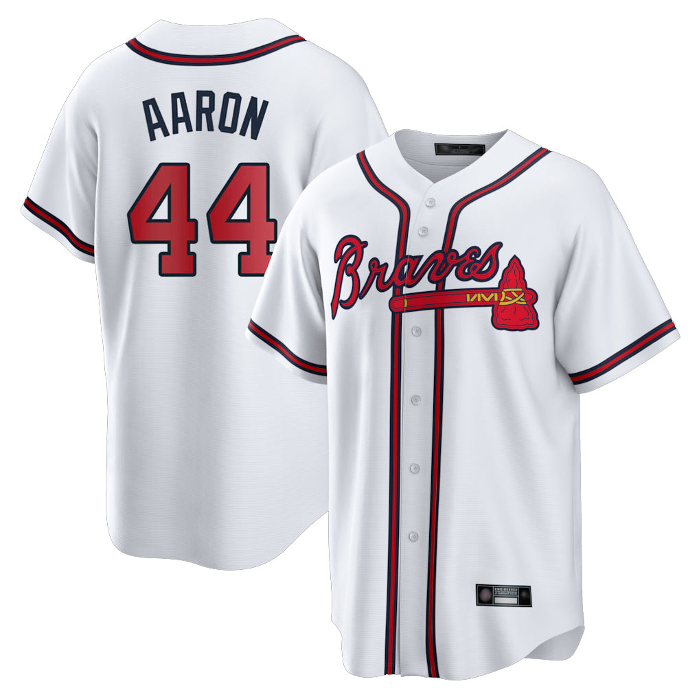 Atlanta Braves #44 Hank Aaron Player White Tomch Home Game Stitched Jerseys