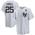 New York Yankees #25 Gleyber Torres White Tomch 2024 World Series With Name Cool Base Stitched Jersey