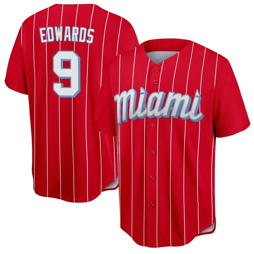 Miami Marlins #9 Xavier Edwards Player Red Tomch City Connect Home Game Stitched Jerseys