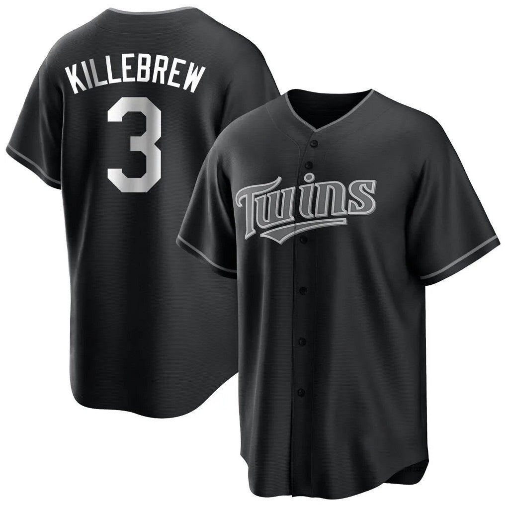 Minnesota Twins #3 Harmon Killebrew Player Black TomchHome Game Stitched Jerseys