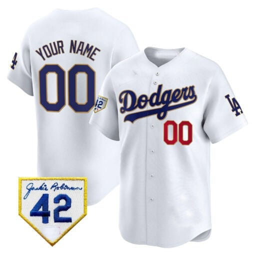 Custom Los Angeles Dodgers 2024 Jackie Robinson Patch Vapor Premier Limited Jersey ¨C White Tomch