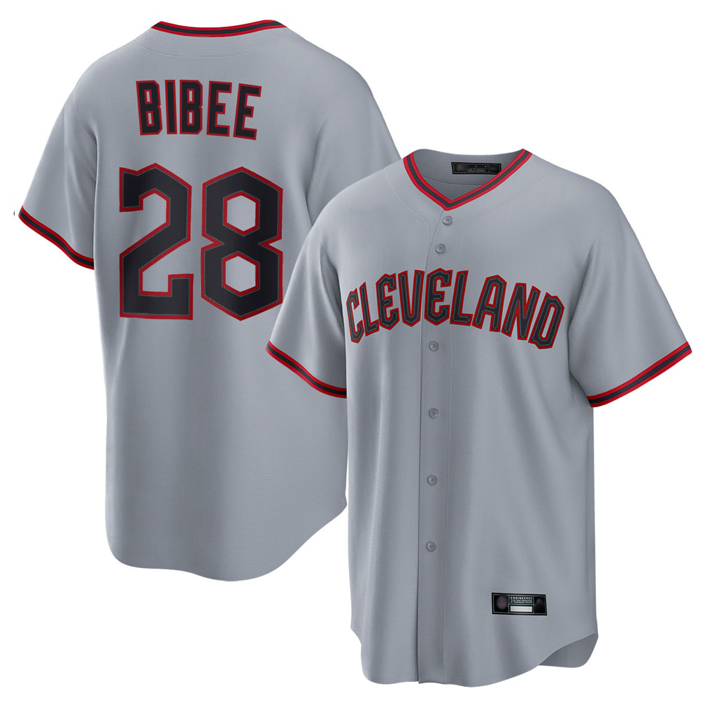 Cleveland Guardians #28 Tanner Bibee Player Gray Tomch Home Game Stitched Jerseys